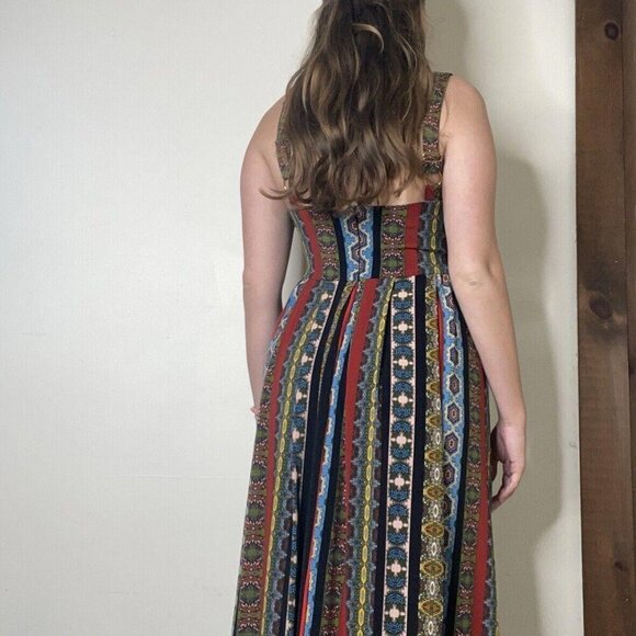 Tahari Mixed Pattern Patchwork Boho Long Maxi Dress Summer Size XS - Picture 2 of 15